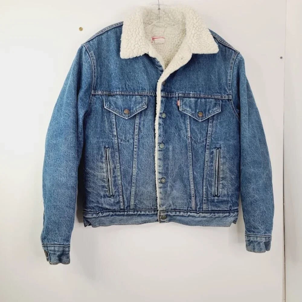 Levi's Men's Blue Vintage Sherpa Line‎ Denim Thermal Trucker Jacket Size 44
